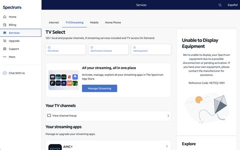 Charter Communications — My Spectrum App — Web screenshot