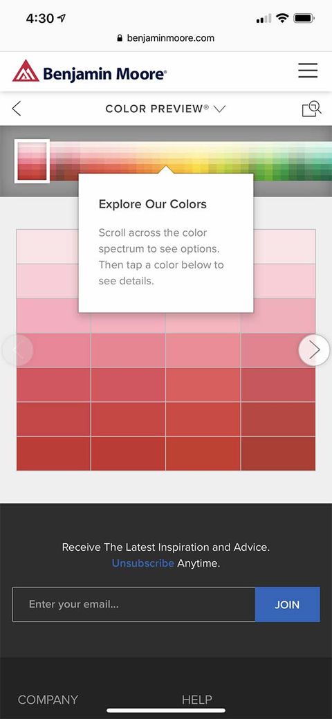 Benjamin Moore® Website Redesign — Mobile Web screenshot
