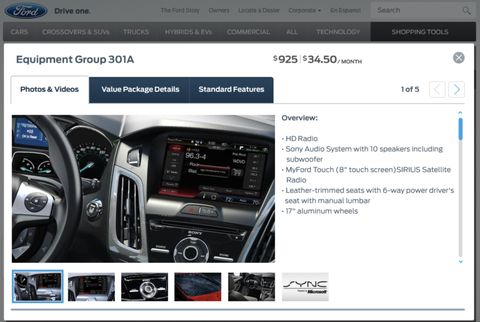 Ford / Lincoln Build & Price — Web screenshot