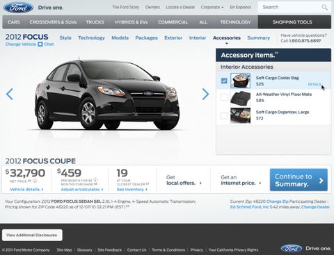 Ford / Lincoln Build & Price — Web screenshot