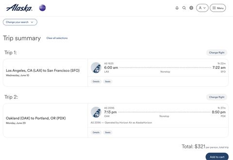 Alaska & Hawaiian Airlines — Accessible Shopping — Web screenshot