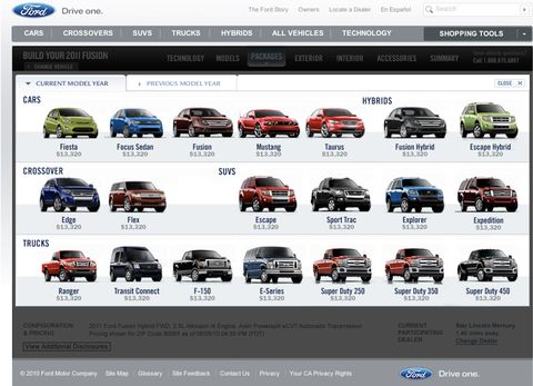 Ford / Lincoln Build & Price — Web screenshot