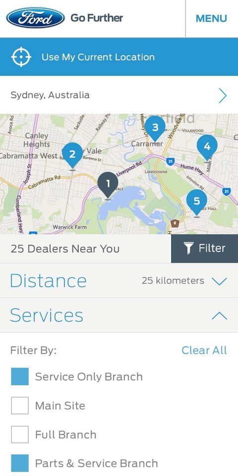 Ford Website Redesign — Mobile Web screenshot