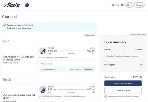 Alaska & Hawaiian Airlines — Accessible Shopping — Web screenshot