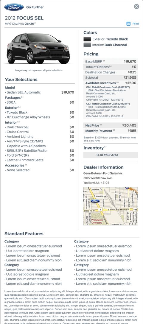 Ford / Lincoln Build & Price — Web screenshot