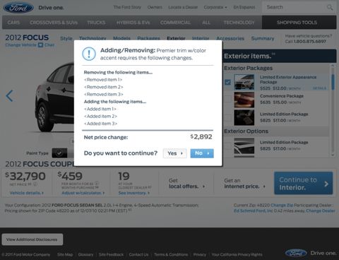 Ford / Lincoln Build & Price — Web screenshot