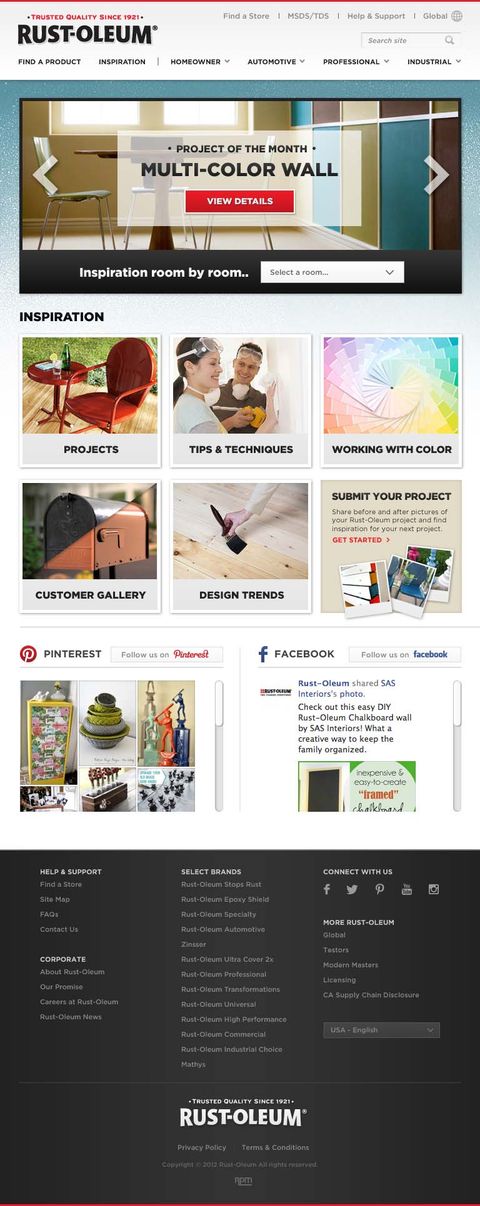 Rust-Oleum Website Redesign — Tablet Web screenshot