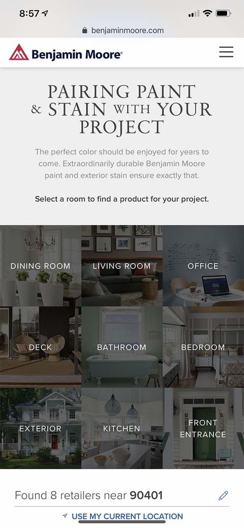 Benjamin Moore® Website Redesign — Mobile Web screenshot