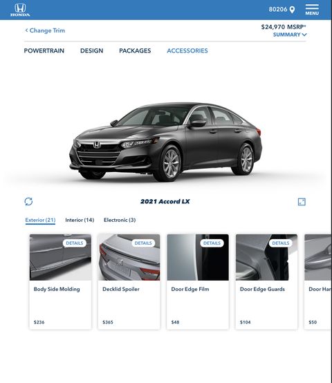 Honda Automobiles Shopping Tools — Tablet Web screenshot