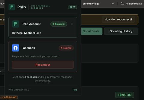 Phlip — Chrome Extension screenshot