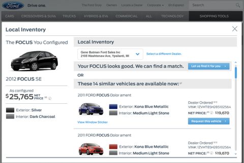 Ford / Lincoln Build & Price — Web screenshot