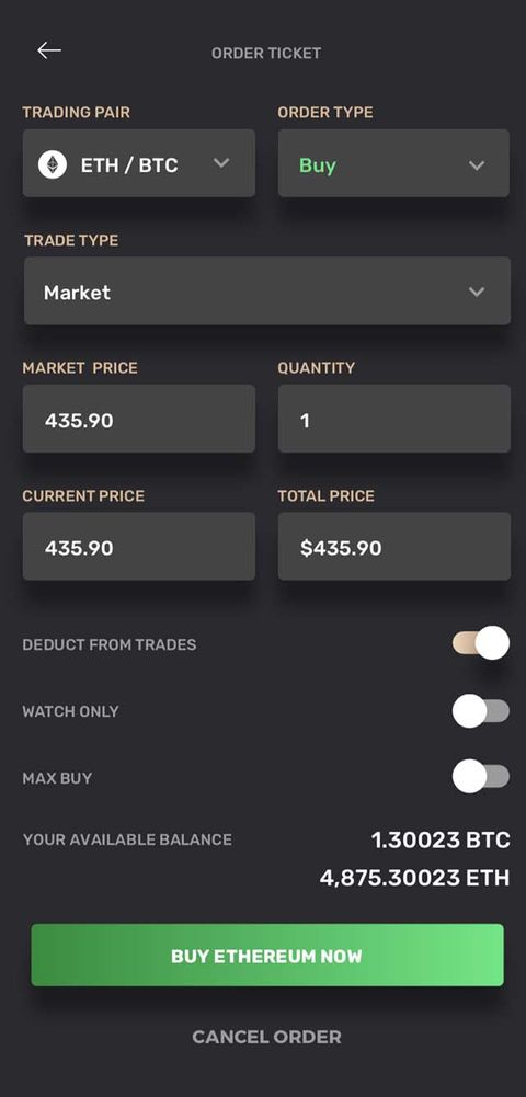 Cryptocurrency Exchange — Mobile App screenshot