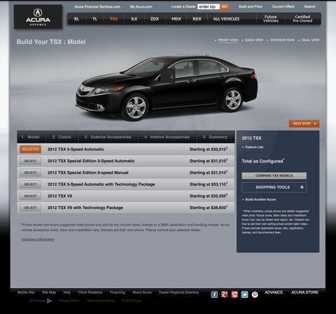 Genex — Acura Build & Price case-study screenshot
