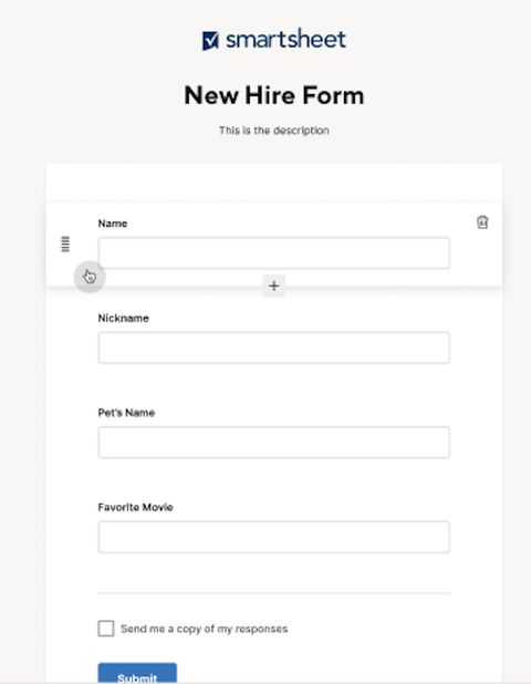 SmartSheet Form Builder Redesign — Web screenshot