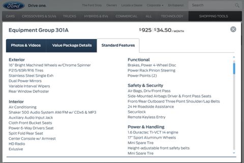 Ford / Lincoln Build & Price — Web screenshot