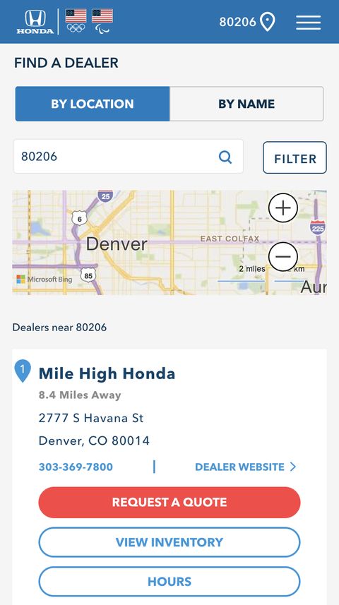 Honda Automobiles Shopping Tools — Mobile Web screenshot